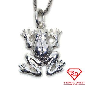 Jumping Frog Charm 3D Pendant 925 Sterling Silver